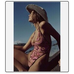 Free People NWT Dylan Distressed Blue Cowboy Hat Beach Sun Hat Boho